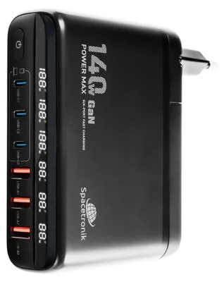 Zdjęcie produktu dla Stacja ładowania 140W GaN SR103 LED 6 USB PD+QC3.0