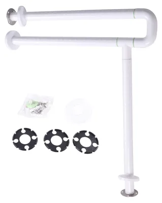 Image de Les barres de sécurité pour toilettes empêchent de glisser, poignée pliable avec anneau lumineux pour les personnes âgées handicapées, blanc