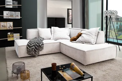 Produktbild von KAWOLA Sofa SAMU Ecksofa Stoff beige Recamiere rechts