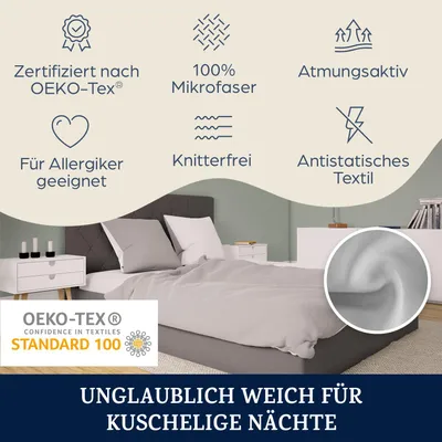 Produktbild von sleepwise Bettwäsche 140x200 Sommer Bettwäsche 2tlg- , Traumhaft Weich, Atmungsaktiv, Bügelfrei & Knitterfrei - Bettbezug Set aus gebürsteter Mikrofaser mit 65x65cm Kissenbezug, Blau/ Grau
