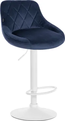 Produktbild von CLP Barhocker Lazio Samt höhenverstellbar und 360 Grad drehbar blau Gestell Farbe weiß