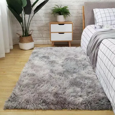 Obrázek produktu pro Koberec s vysokým vlasem, 80 x 160 cm, šedá/bílá barva, vhodný do obývacího pokoje a dětského pokoje