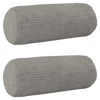Image de vidaXL, housses de coussin, 2 pièces, modèle HEERLEN, gris clair, diamètre 15 x 40 cm, matière : cord