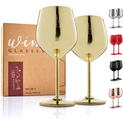 Image de Ensemble de 2 verres à vin en acier inoxydable, idéal pour une utilisation en extérieur et en camping