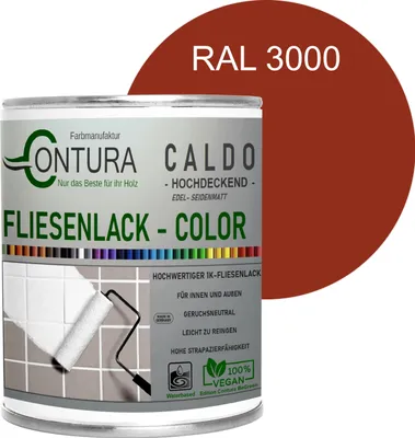 Produktbild von Fliesenlack 750ml. Fliesenfarbe 20 Farben Lack Fliesen Wand Boden Bad Küche - RAL 3000 Rot