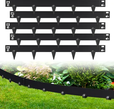 Obrázek produktu pro Hengda trávník lemování šnek obrana pozinkovaný květina plot dělící hrana zahradní lemování ocel 100x18cm 20m černá