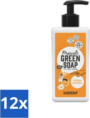 Productafbeelding van Marcel's Green Soap - Handzeep - Sinaasappel & Jasmijn - Milde verzorging - 250 ml - Voordelige verpakking - 12 stuks