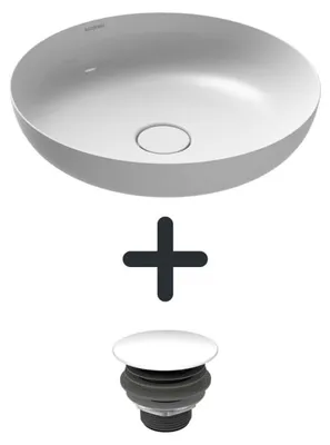 Imagen del producto de Kaldewei MIENA, lavabo de encimera, modelo 3180, diámetro 45 cm, juego que incluye válvula de desagüe permanente