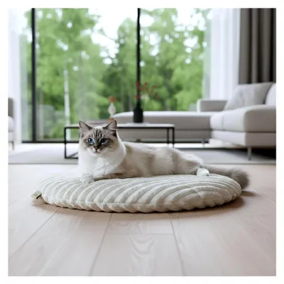 Produktbild von Katzenkissen für große und kleine Hunde oder Katzen, rund Ø 45 cm, handgefertigtes Katzenbett