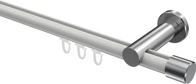 Produktbild von Interdeco Innenlaufstange / Gardinenstange mit Innenlauf Weiß / Chrom, Typ Platon Santo (Kappe), 20 mm Ø 1-läufig, 260 cm
