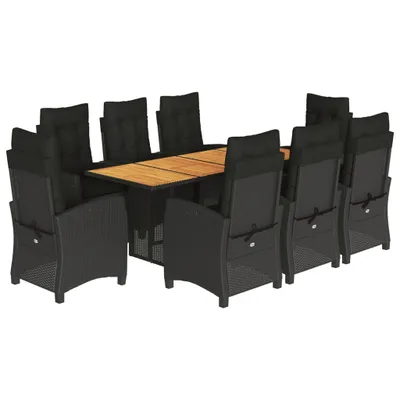 Produktbild von vidaXL 9-tlg. Garten-Essgruppe mit Kissen Schwarz Poly Rattan