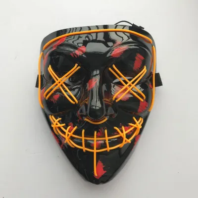 Produktbild von LED Purge Masken Schwarz verschiedene Farben Horror Masken Gelb