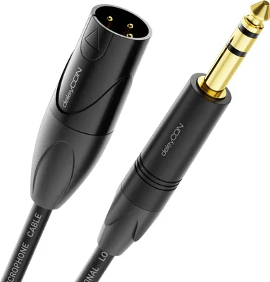 Produktbild von deleyCON 2m XLR auf 6,35mm Klinke Stereo - Mikrofonkabel Audio Adapter Kabel AUX - Studio Qualität - aus reinem OFC Kupfer (AWG24) XLR Stecker auf Klinke 6,35mm Stecker - Metallverriegelung