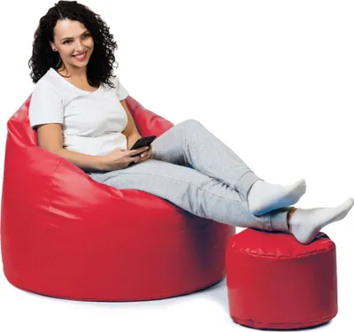 Produktbild von sunnypillow Premium XXL Sitzsack mit Hocker Riesensitzsack Outdoor & Indoor mit 320L Styropor Füllung Sessel für Kinder & Erwachsene Sitzkissen Sofa Beanbag viele Farben zur Auswahl Rot