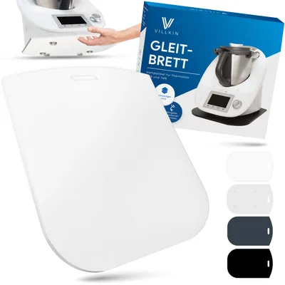 Zdjęcie produktu dla Deska ślizgowa Villkin kompatybilna z Thermomix TM5 i TM6 | Łatwa do przenoszenia i bezpieczna do stania | Wysokiej jakości szkło akrylowe | biały