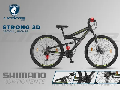 Produktbild von Licorne Bike Strong 2D Premium Mountainbike Shimano,Farbe:Schwarz/Lime;Zoll:29.00