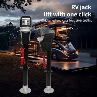 Image de Support électrique pour remorque 12V - Support de timon pour caravane - Capacité de levage de 1600 kg - Course de 25 à 72 cm - Connecteur 7 pôles - Manivelle - Noir