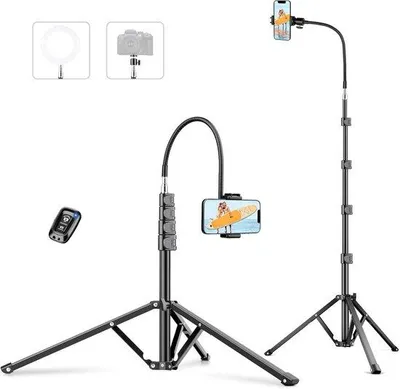 Image de Trépied flexible pour smartphone en aluminium, hauteur 224 cm