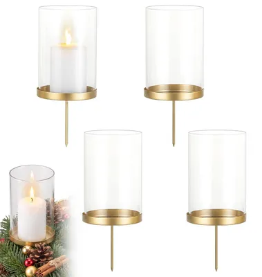 Immagine prodotto di Set da 4 candele decorative per l'Avvento, color oro, con cilindro in vetro, diametro 8 cm