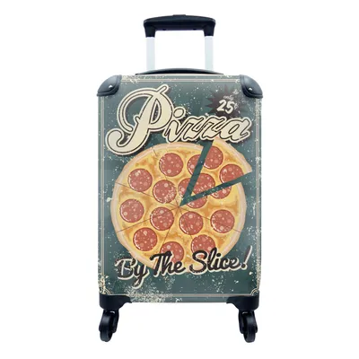 Produktbild von MuchoWow® Koffer Handgepäck Trolley Rollkoffer Kleine Reisekoffer mit 4 Rollen - Vintage-Poster einer Pizzawerbung - Cabin Size < 55x40x23 cm & 55x40x20 cm - Fotokoffer - Kabinenkoffer - Boardgepäck - Reise-Box - Reisekoffer - Reisegepäck - Koffer mit Bild - Trolley für Kinder