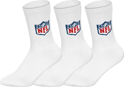 Produktbild von NFL Uni Socken, 3er Pack - NFL Shield 3Pack Crew Socks, Logo, Baumwollmischung Weiß 39-42
