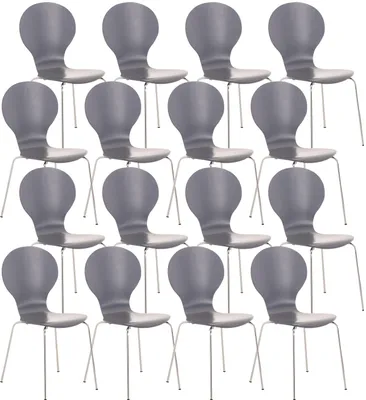Produktbild von CLP 16er Set Besucherstuhl Diego V2 stapelbar grau
