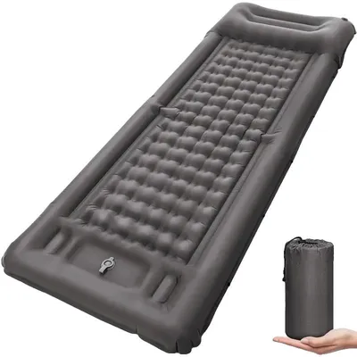 Image de Matelas de camping gonflable, avec pompe à pied intégrée, de couleur grise