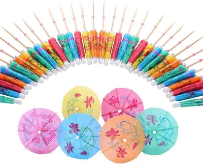 Productafbeelding van Papieren Cocktail Parasols Drank - Dessert Decoraties Accessoires 144 stuks (144 Parasols)
