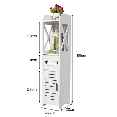 Image de Étagère de salle de bain Porte papier toilette avec porte d'armoire pour salle de bain de salon blanc