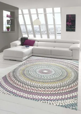 Image de Tapis moderne salon tapis arc-en-ciel taille pastel - 200 x 290 cm