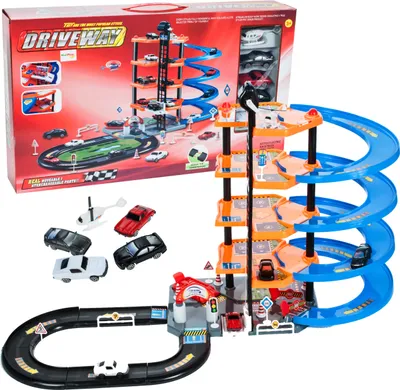Produktbild von MalPlay Parkplatz Parkhaus mit 4 Autos und Hubschrauber | mit Zubehör | Rollenspielzug Geburtstagsgeschenk für Kinder ab 3 Jahren