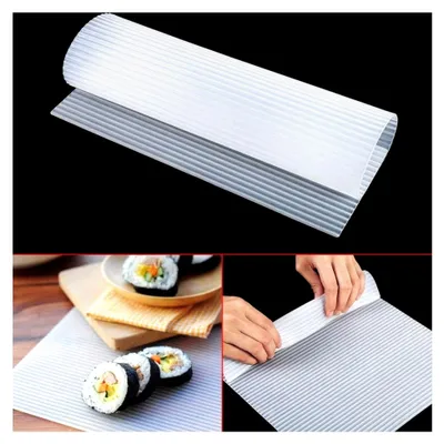 Produktbild von Sushi Matte aus Silikon 27,5 x 24,8 cm, Sushi Roller für Omelette, Kuchenrolle, Reis- und Gemüserolle mit antihaftbeschichteter Oberfläche