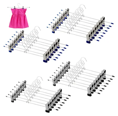 Produktbild von NGOSUET 30 Stück 40cm Metall Hosenbügel Kleiderbügel, Hosenbügel aus Metall Rockbügel mit verstellbaren Clips, Kleiderbügel Klammerbügel für Hosen Socken Röcke