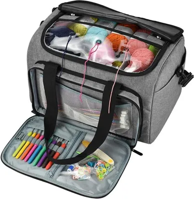 Zdjęcie produktu dla Torba szydełkowa Coopay z górną częścią z PVC, wodoodporna i trwała, 38,1 x 27,9 x 25,4 cm