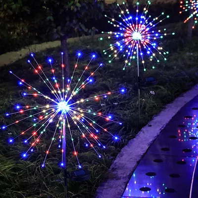 Solar-Gartenleuchten, 2 Stk., 150 LEDs, 8 Modi, IP65, bunt