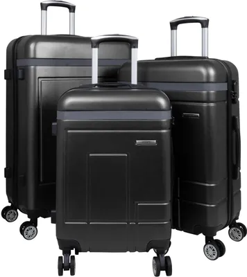 Produktbild von ABS Hartschalen Koffer Set M,L,XL Gepäck Trolley aufrecht rollbar Luzern Schwarz