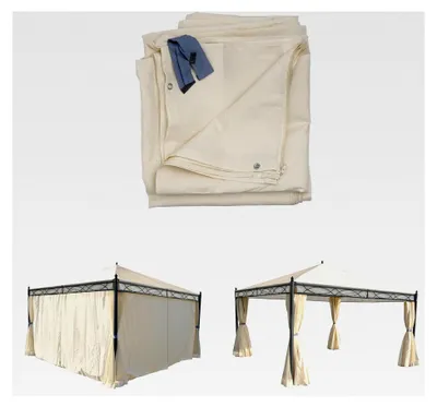 Produktbild von 4er-Set Seitenwände für Pergola Cadiz, Ersatzseitenwände Pavillon 4x4m, Polyester - Creme