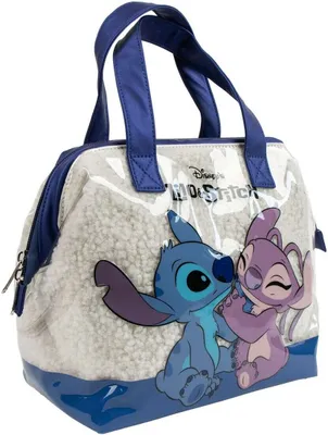 A Lilo & Stitch cosmetic bag with Stitch and Angel characters.