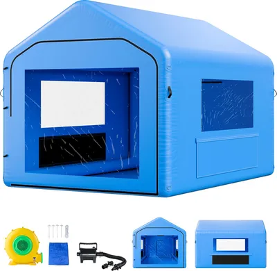 Produktbild von SucceBuy Aufblasbare Lackierkabine Spritzkabine 4 x 3 x 2,8 m, Zelt mit 750 W Gebläse und Luftfiltersystem, Dreieckdach, PVC-Material, geeignet für die Spritzlackierung von Metallteilen und Fahrzeugkomponenten