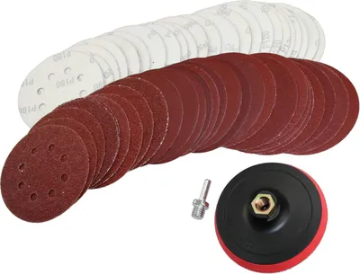 Produktbild von 50 Blatt Klett Schleifscheiben 125mm Sortiment Korn 40-180 + Schleifteller