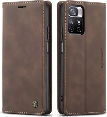 Image de Redmi Note 11S Housse, rétroPolyuréthaneétui en cuir avec étui de protection stand-fonction pour Xiaomi Redmi Note 11 4G / Note 11S café