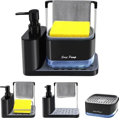 Produktbild von Famanu Spülmittelspender Küchen-Set mit Schwammhalter - 5-in-1