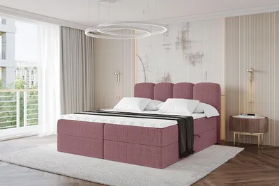 Produktbild von ALTDECOR Boxspringbett - NINA - 180x200  Altrosa Aragon- Komplett-Set mit Taschenfederkern Matratze und Topper, Polsterbett mit H4-Matratze Bettkästen, Lattenrost, Bett mit Stauraum, Doppelbett, Boxbett