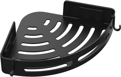 Produktbild von RVS-Duschehalter - mit Bohrfunktion, 2 Haken, für Bad und Küche, schwarz
