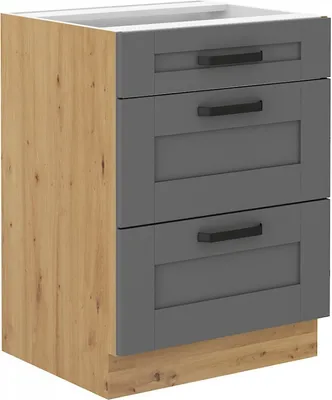Obrázek produktu pro Šuplíková skříňka LAILI - šířka 60 cm, šedá / dub artisan