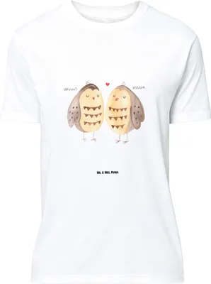Produktbild von Mr. & Mrs. Panda Größe XL T-Shirt Eulen Liebe - Weiß - Geschenk, Verliebt, Shirt, glücklich, Tshirt, Eule, mit Spruch