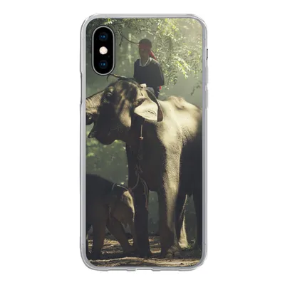 Produktbild von MuchoWow® Handyhülle Schutzhülle Hülle für iPhone X Elefant - Wald - Bäume - Tiere - Trainer Silikon Softcase Handy Hülle - Handyhülle
