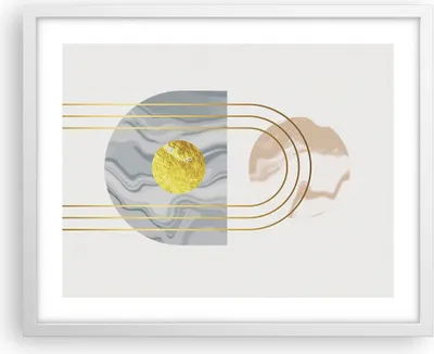 Produktbild von Gerahmtes Poster - Weißer Rahmen - Modern Gold abstrakt - 50x40 cm - Wand Bild - Wanddeko - Wandbilder - Kunstposter - Wandposter - Bilderrahmen - Bilder - Kunstdruck - P2WAA50x40-4574