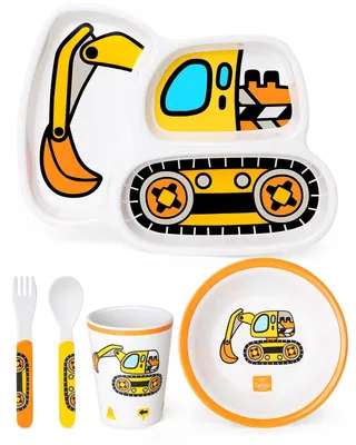 Kinderbord-Set, 5-teilig, Bagger, BPA-frei, Teller, Becher, Besteck