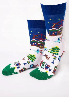 Produktbild von La Skarpeta Weihnachtsmarkt Socken mit winterlichem Motiv